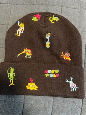 Meow Wolf Brown Embroidered Character Beanie